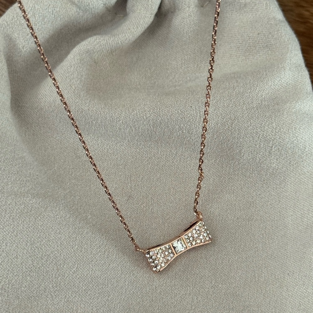 kate spade Rose Gold Bow Necklace; never worn.